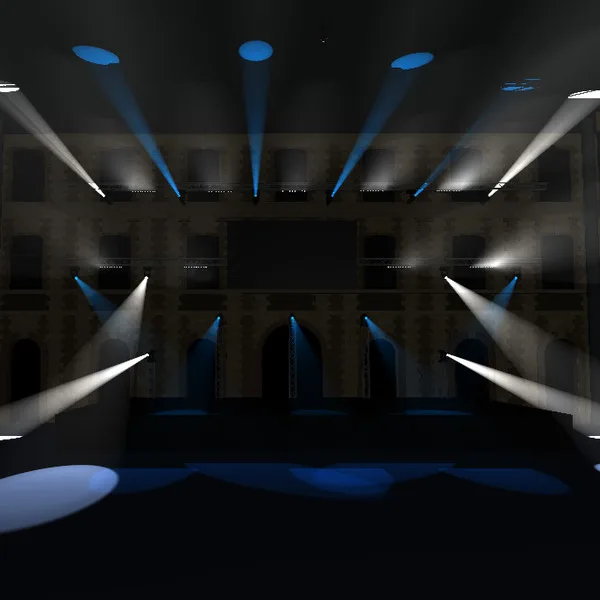 Visualisation 3D d'une prestation lumière à l'Espace Argence de Troyes dans l'Aube.